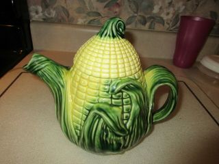 Stanford Ware Corn Pottery 32 Oz Lidded Teapot 7.  5 Inches Tall Euc