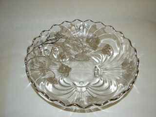 Cambridge Caprice Bowl Flanders Poppies Sterling Overlay By Silver City 10 1/2