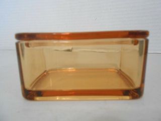 Fostoria Amber Glass Small Trinket Box - Ex
