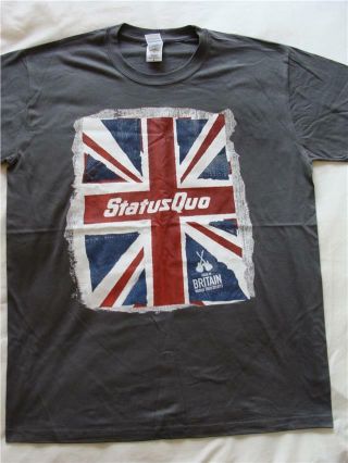 T Shirt Status Quo : Made In Britain World Tour 2012 - 13 Union Jack Grey