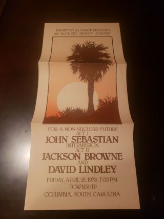 1978 Columbia Sc No Nukes Benefit Concert Poster Jackson Browne John Sebastian