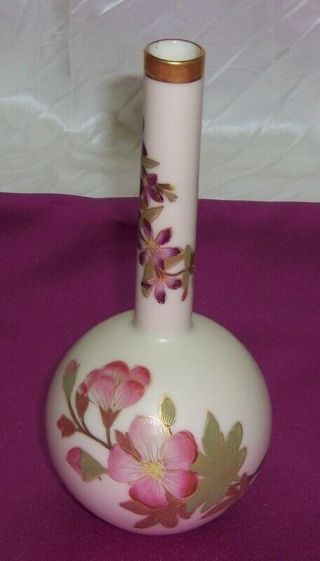 Vintage Royal Worcester Bud Vase Hand Painted Flowers