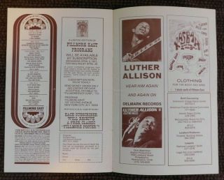 Fillmore East Program Feb 5 - 6,  1971 STEPPENWOLF,  Ten Wheel Drive & Luther Allison 3