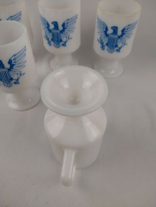 Set of 5 milk glass American,  eagle patriotic vintage cup/mug 3