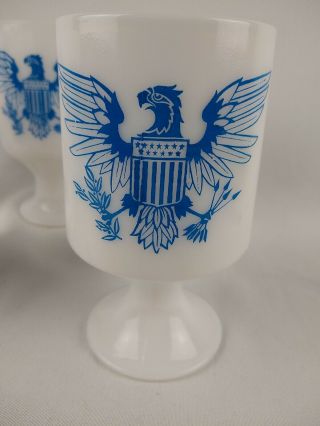 Set of 5 milk glass American,  eagle patriotic vintage cup/mug 4