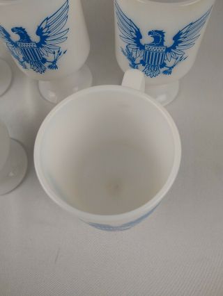 Set of 5 milk glass American,  eagle patriotic vintage cup/mug 5