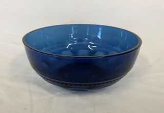Kings Crown Tiara Thumbprint Cobalt Blue Glass Large Bowl
