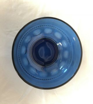 Kings Crown Tiara Thumbprint Cobalt Blue Glass Large Bowl 2