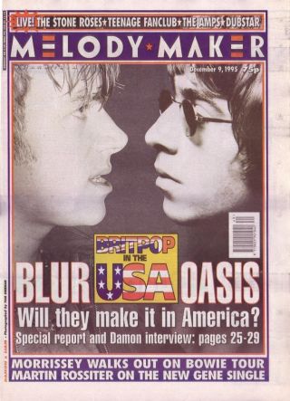 Blur Vs Oasis Wall Poster Britpop Batlle Faceoff Print Sz: A4 A3 A2 A1 A0