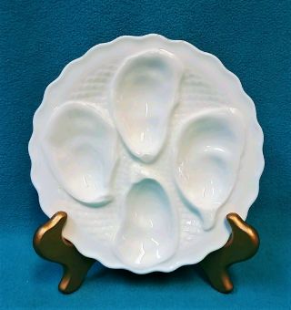Vintage Minton Ivory/white 4 Oyster Porcelain Plate Fish Scale Scalloped Edge