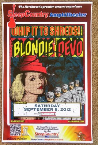 Blondie & Devo 2012 Gig Poster Ridgefield Washington Concert