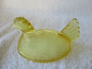 Indiana Glass Hen on Nest Topaz Yellow Glass Bottom 7 