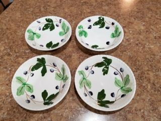 4 Southern Potteries Blue Ridge Mountain Ivy Berry Fruit Bowls 5 3/8 " Candlewick