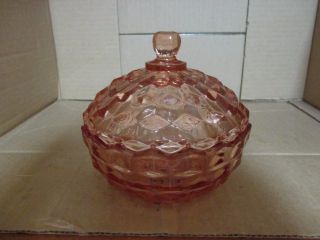 Vtg Indiana Glass Pink Colony Whitehall Pattern 5.  5 " Candy Dish With Lid