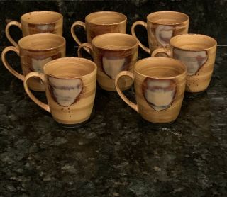 Sango Splash 4951 - Coffee Mugs - Set Of 8 - With Handle - Brown Drip Glaze