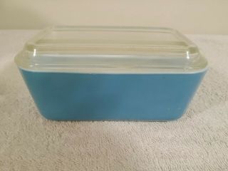 Vintage Pyrex Turquoise Covered Refrigerator Dish With Lid 0502 & 502 - C Euc