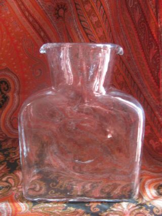 Vintage Blenko Glass Clear Double Spout Water Bottle Carafe Decanter