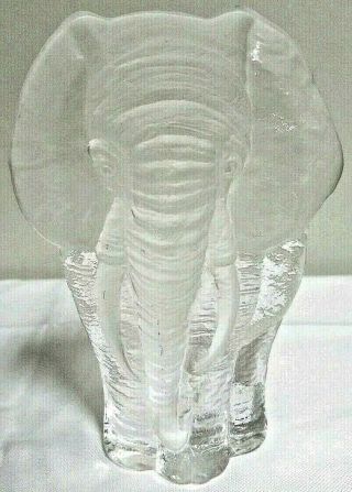 Mats Jonasson Elephant Paperweight Engraved Lead Crystal 5 3/4 " Glass Sculpture