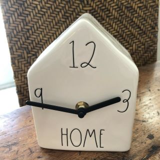 Rae Dunn By Magenta Ceramic Birdhouse Shelf Clock Home Farmhouse Ll - Htf