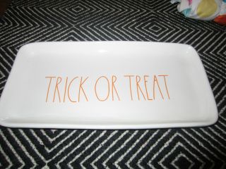 Rae Dunn Halloween Trick Or Treat Tray Platter Orange Letters Rare