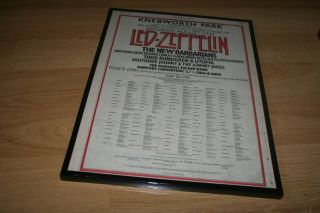 Led Zeppelin Framed Press Poster Knebworth Park Keith Richard 1979