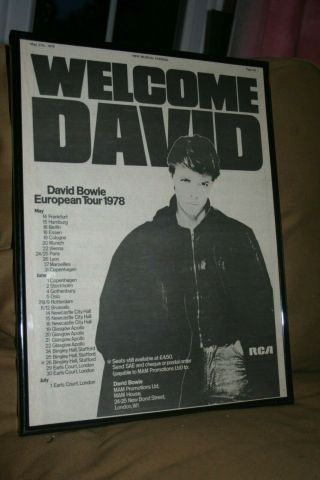 David Bowie Framed Press Poster European Tour 1978