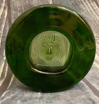 Erik Hoglund Kosta Boda Green Glass Indigenous Man Dish Ashtray Mcm Art Glass