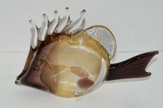 Marcolin Sardinia Art Crystal Fish With 24 Caret Pure Gold Flakes Signed