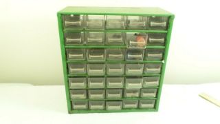 Vintage Metal W/ Plastic Drawer Craft Tool Storage Cabinet 12.  5 X 12 " W X 5.  5 " D