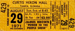 James Brown Concert Ticket 1971 Power To The People - Yellow