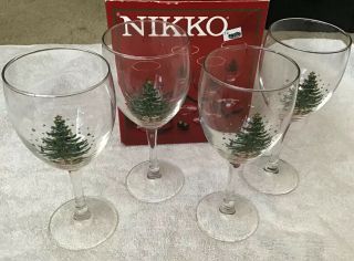 Nikko Christmas Tree Glassware Set Of 4 All - Purpose Goblet,  10 1/2” - Oz