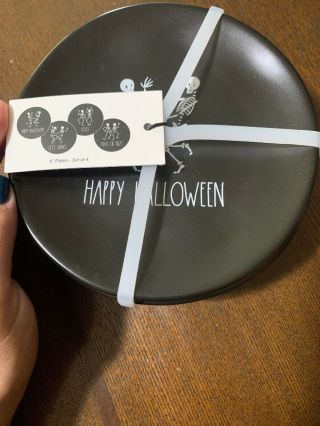 Rae Dunn Black Halloween Plates Set Of 4 Trick Or Treat Happy Halloween