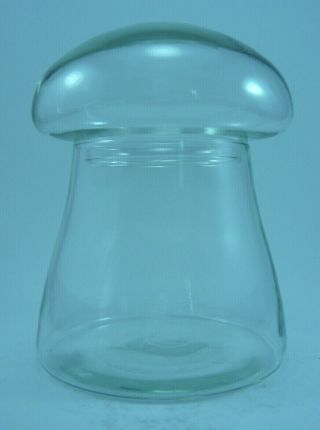 Large 1970 Mold Blown Glass Mushroom Lidded Jar Terarium Decor Collectible