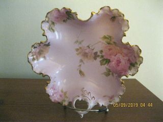 Antique Rosenthal Monbijou,  Bavaia Porcelain Leaf Candy Dish,  Pink Roses 2