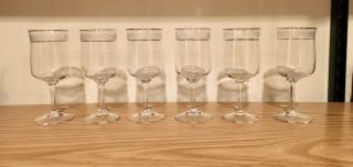 Lenox Moonspun Platinum Band 6 1/4 " Wine Glasses,  Vintage Pattern,  6