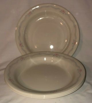 Set Of 4 Discontinued Corelle English Breakfast Flat Rimmed Soup Bowls