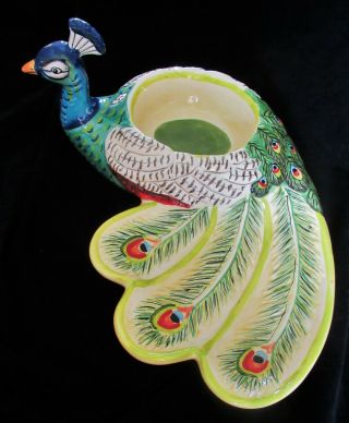Peacock Chip & Dip “the Artesian Road Collection” Tracy Porter Hand Painted
