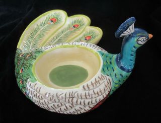 Peacock Chip & Dip “The Artesian Road Collection” Tracy Porter Hand Painted 5