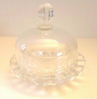 Vintage Mikasa Salina Lead Crystal Round Covered Butter Condiment Dish Qq231 360