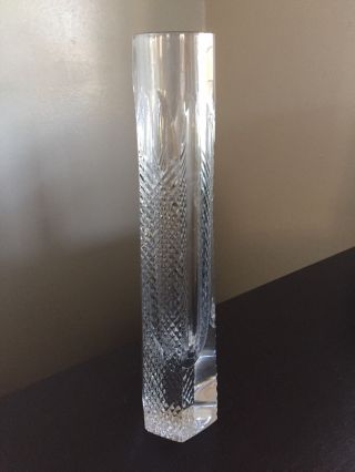 Fine Vintage Signed Ceska Crystal Cut Czech Glass Tall Bud Vase Art Nr
