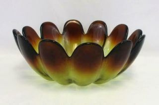 Vintage Amber Yellow Daisy Glass Serving Bowl Clip And Dip Bowl