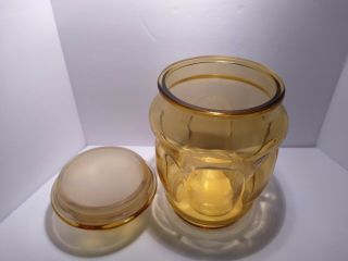L E Smith Vintage Amber Yellow Glass Canister Apothecary Jar w/ Lid 3
