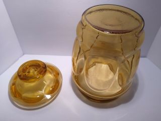 L E Smith Vintage Amber Yellow Glass Canister Apothecary Jar w/ Lid 4