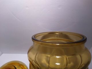 L E Smith Vintage Amber Yellow Glass Canister Apothecary Jar w/ Lid 5