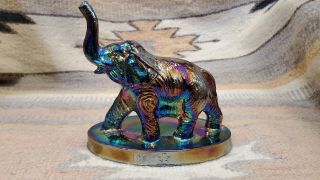 Mosser Glass Carnival Glass Elephant W/ Trunk Up 1981 Paperweight Figurine