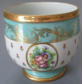 Vintage Limoges Hp Porcelain Jardiniere Cache Pot Flower Bouquets On Blue W Gilt