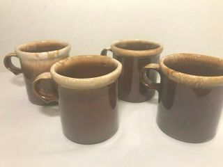 Set Of 4 Vintage Mccoy Pottery Brown Drip Glaze Coffee Mugs Cups Usa