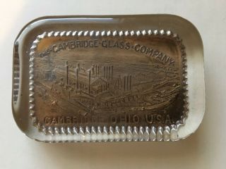 Rare Antique Glass Advertising Paperweight - The Cambridge Glass Company - Gold