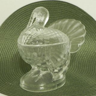 Le Smith Glass Turkey Covered Candy Dish Nut Sauce Bowl Gravy Boat Table Decor