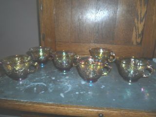 Vintage Indiana Carnival Gold Punch Cups - Set Of 6